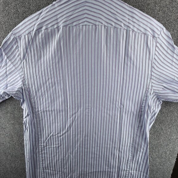 Thomas Pink Long Sleeve Button Up Shirt Cotton Slim Fit 17 French Cuff Striped - Picture 13 of 15